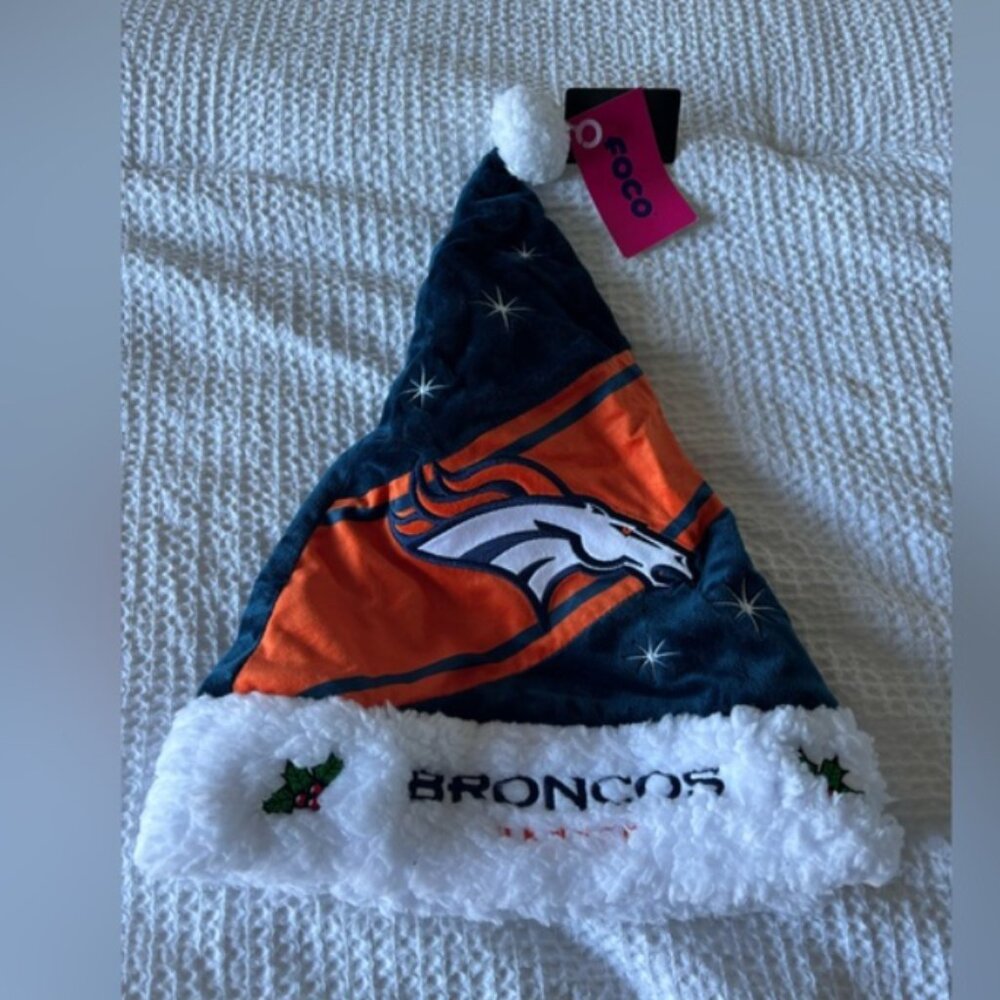 2 Broncos Santa hats